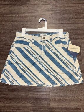 Universal Thread Blue and Cream Striped Denim Mini Skirt